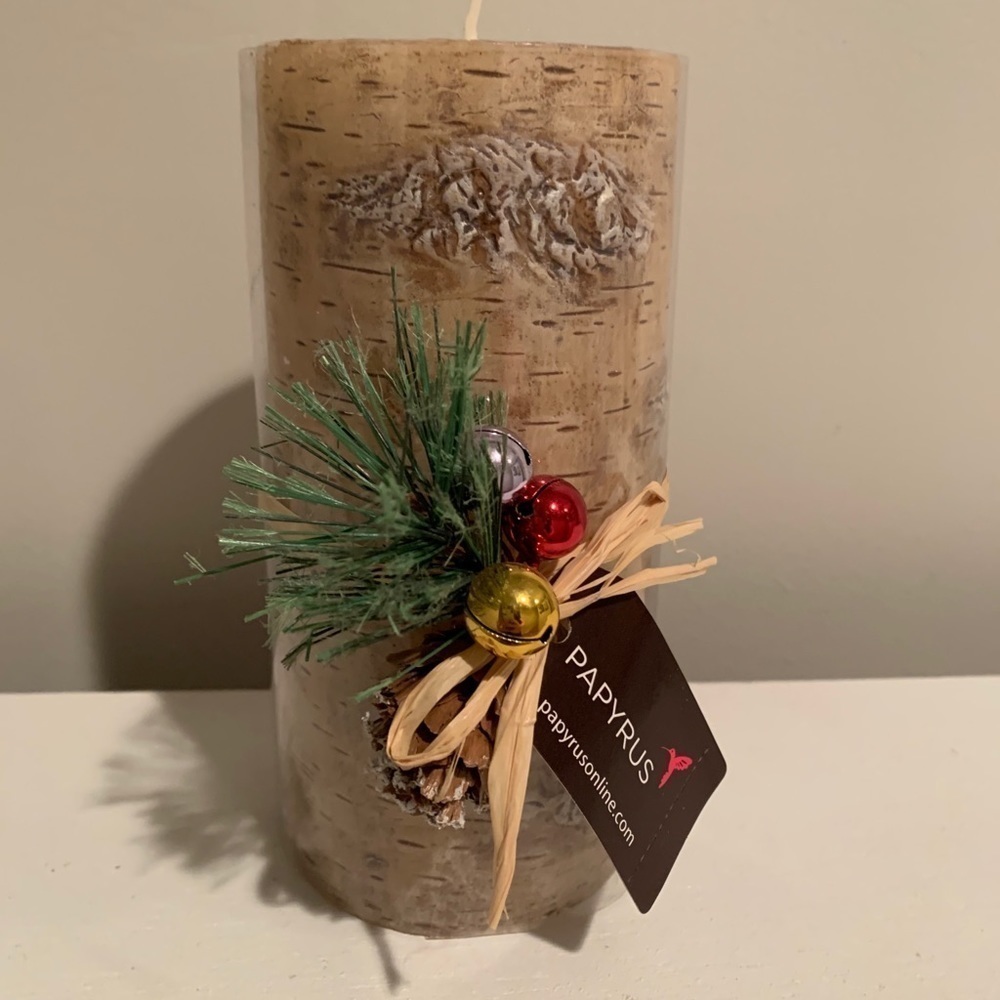 Papyrus pillar candle wood
